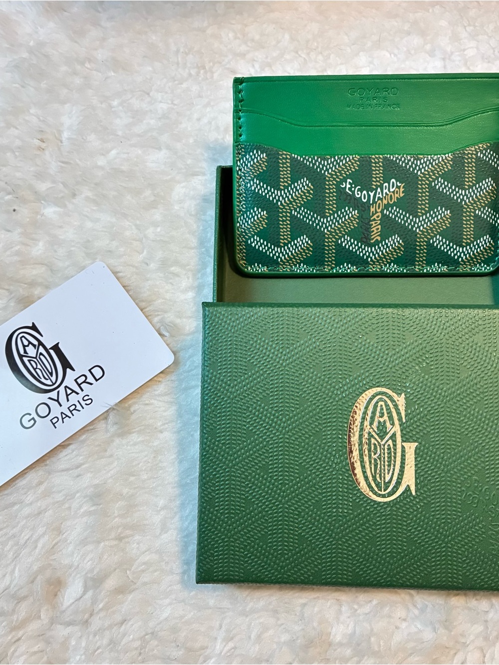 Goyard Green Goyardine Card & Key Holder